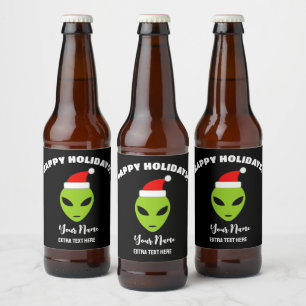 サンタエイリアンのクリスマスビールボトルラベル ビールラベル