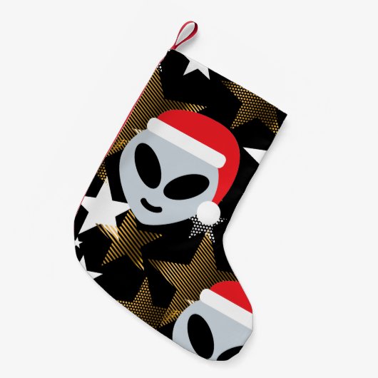 サンタエイリアン絵文字クリスマスストッキング スモールクリスマスストッキング (正面 (吊り時))