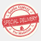 サンタエクスプレス特別配送 名前を追加 ラウンドシール (正面)