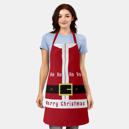 サンタエプロンおもしろいクリスマスプレゼント エプロン (着用した状態)