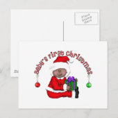 サンタエルフベイビーTシャツとギフト シーズンポストカード (正面/裏面)