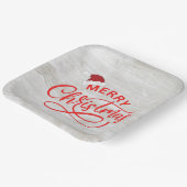 サンタエレガントハット付き素朴な木赤書道 ペーパープレート (傾斜あり)