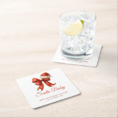 サンタエレガントベビーシャワーレッドボウクリスマス スクエアペーパーコースター (インサイチュ)