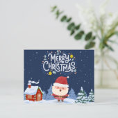 サンタエレガントルクリスマスのネイビー・ブルーの背景 ポストカード (スタンド正面)