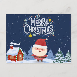 サンタエレガントルクリスマスのネイビー・ブルーの背景 ポストカード