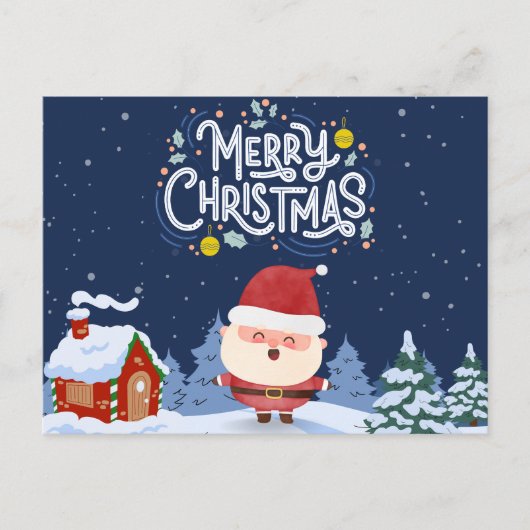 サンタエレガントルクリスマスのネイビー・ブルーの背景 ポストカード (正面)