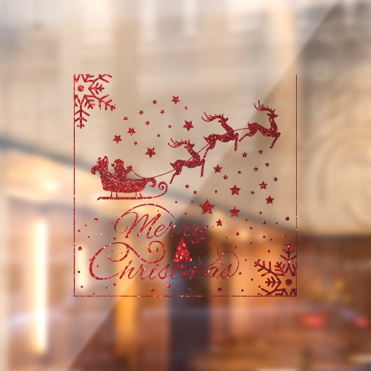 サンタエレガントーと赤いメリークリスマスの雪片 ウィンドウサイン (シート2)
