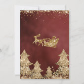 サンタエレガント金ゴールドグリッタークリスマスツリー写真 招待状 (裏面)
