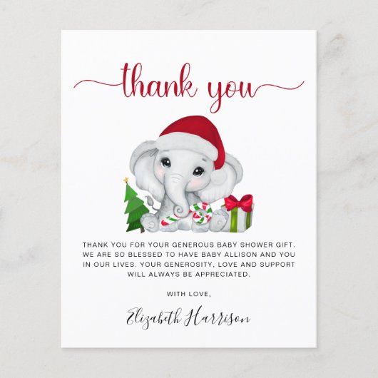サンタエレファントクリスマス男の赤ちゃんシャワーサンキュー (正面)