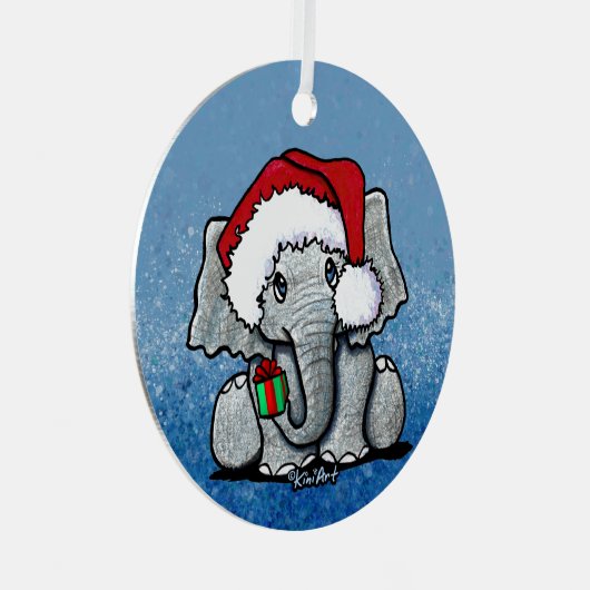 サンタエレファントクリスマス メタルオーナメント (正面右)