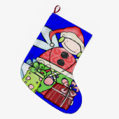 サンタエンジェルブルーストッキング ラージクリスマスストッキング (正面 (吊り時))