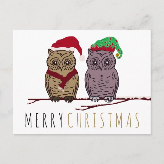 サンタオウルとエルフオウルのホリデー ポストカード (正面)