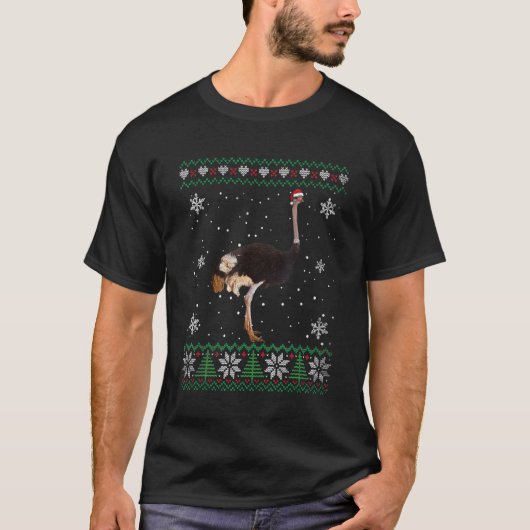 サンタオストリッヒ醜いセーター動物クリスマスパジャム Tシャツ (正面)