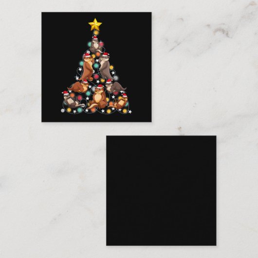 サンタオターのクリスマスツリー|カおもしろいターのクリスマス スクエア名刺 (正面/裏面)
