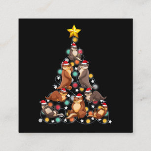 サンタオターのクリスマスツリー カおもしろいターのクリスマス スクエア名刺