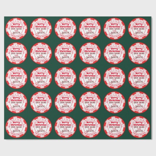 サンタオフィシャルシールのメリークリスマス ラッピングペーパー (フラット)