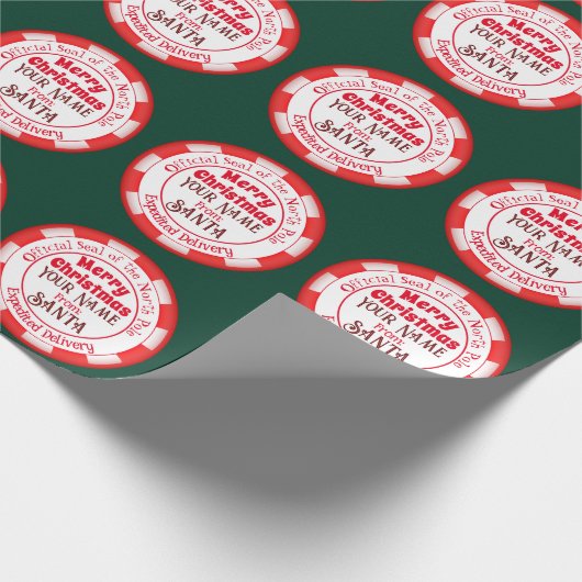 サンタオフィシャルシールのメリークリスマス ラッピングペーパー (角)