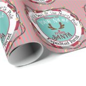 サンタオフィシャルシールルドルフonブルー&レッドストライプズ ラッピングペーパー (ロールコーナー)