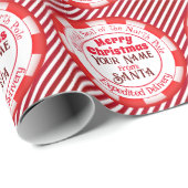 サンタオフィシャルシールレッドストライプクリスマス ラッピングペーパー (ロールコーナー)