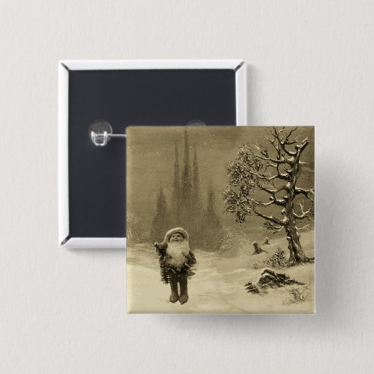 サンタオブザ格言おもしろいクリスマスセピアブラウン 缶バッジ (正面&裏面)