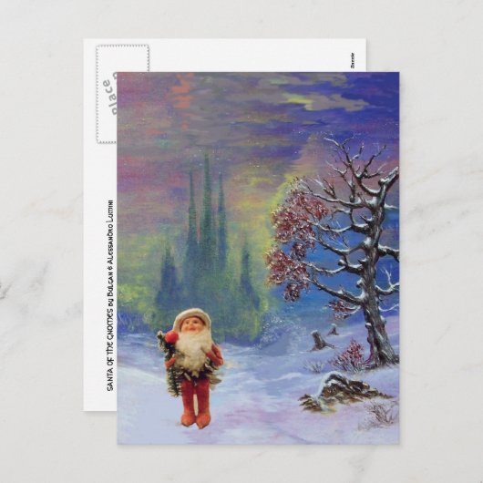 サンタオブザ格言ブルーウィンターホリデークリスマス シーズンポストカード (正面/裏面)