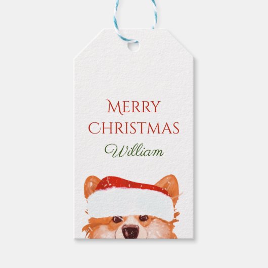サンタオレンジコーギメリークリスマス ギフトタグ (正面)