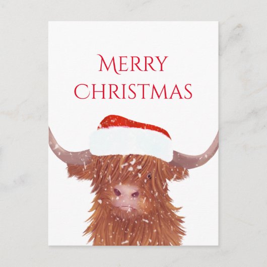 サンタオレンジハイランドカウメリークリスマス ポストカード (正面)