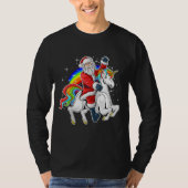 サンタオンアユニコーンレインボークリスマスクリスマスセーター Tシャツ (正面)