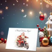 サンタオンオートバイクリスマスフォールディングカード サンキューカード