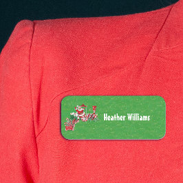 サンタオンキャンディトレインレターホリーグリーン金ゴールド 名札