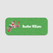 サンタオンキャンディトレインレターホリーグリーン金ゴールド 名札 (正面)