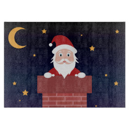 サンタオンクリスマスの夜は煙突にプレゼント カッティングボード