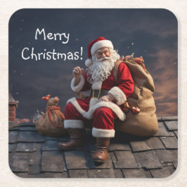 サンタオンクリスマスイブ スクエアペーパーコースター