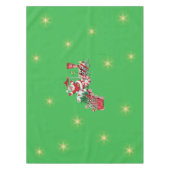 サンタオンクリスマストレインキャンディキャンズスターズグリーン テーブルクロス (正面)