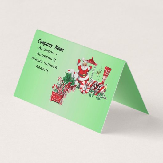 サンタオンクリスマストレインキャンディホイールレターグリーン 名刺 (裏面)