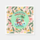 サンタオンザトロピカルアイランドのクリスマス7月のパーティー スタンダードカクテルナプキン (正面)