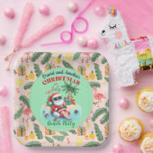 サンタオンザトロピカルアイランドのクリスマス7月のパーティー ペーパープレート (パーティー)