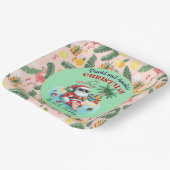 サンタオンザトロピカルアイランドのクリスマス7月のパーティー ペーパープレート (傾斜あり)
