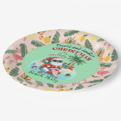 サンタオンザトロピカルアイランドのクリスマス7月のパーティー ペーパープレート (アングル)