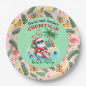 サンタオンザトロピカルアイランドのクリスマス7月のパーティー ペーパープレート (正面)