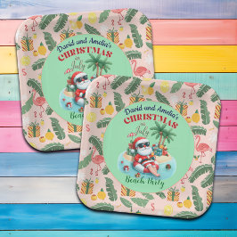 サンタオンザトロピカルアイランドのクリスマス7月のパーティー ペーパープレート