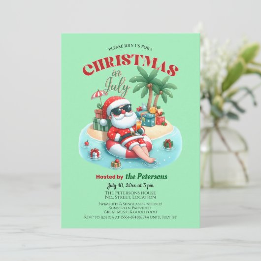 サンタオンザトロピカルアイランドのクリスマス7月のパーティー 招待状 (スタンド正面)
