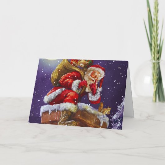 サンタオンザルーフトップホリデイデザイン カード (正面)