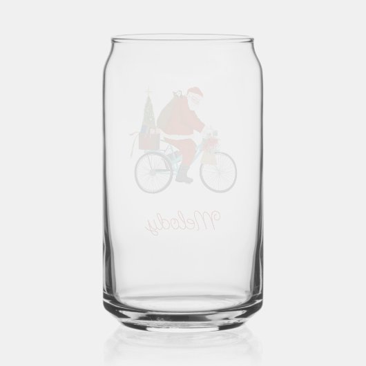サンタオンバイクキッズミルクパーソナライズされたクリスマス ガラス缶 (裏面)
