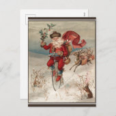 サンタオンビクトリアンヴィンテージ自転車 シーズンポストカード (正面/裏面)