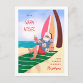 サンタオンビーチサマーホリデークリスマス シーズンポストカード (正面)