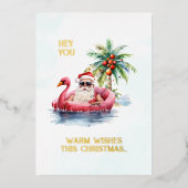 サンタオンフラミンゴプールフロアティクリスマス 箔シーズンカード (正面)