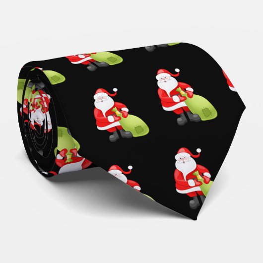 サンタオンブラッククリスマス ネクタイ (ロール)