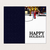 サンタオンブロードウェイ、家族写真クリスマスカード 名刺 (外部フラット)