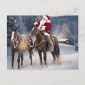 サンタオンホースウェスタンのクリスマスポストカード ポストカード (正面)